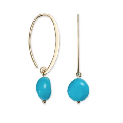 Turquoise Sweep Earrings In 14kt Yellow Gold &mdash; Alt Image 2
