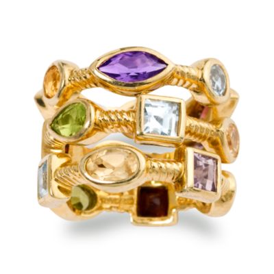  7.15 ct. Tot. Gem wt. Set of Three Gemstone Eternity Bands. Size 6 &mdash; Alt Image 1