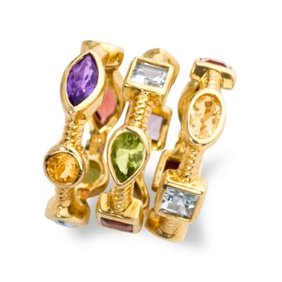  7.15 ct. Tot. Gem wt. Set of Three Gemstone Eternity Bands. Size 6 &mdash; Alt Image 2