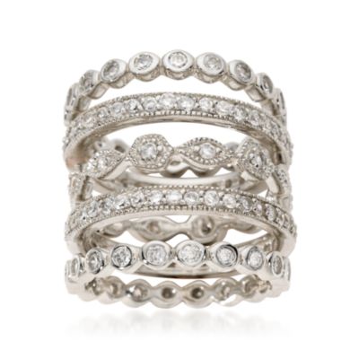 Set of Five 2.70 ct. t.w. CZ Eternity Band Rings In Sterling Silver &mdash; Alt Image 1