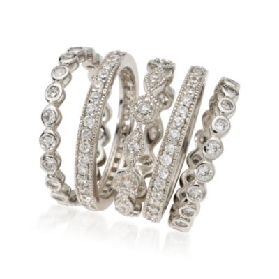 Set of Five 2.70 ct. t.w. CZ Eternity Band Rings In Sterling Silver &mdash; Alt Image 2