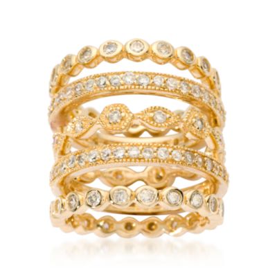Set of Five CZ Eternity Bands In Vermeil &mdash; Alt Image 1