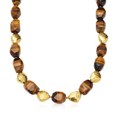 Tiger's Eye Bead Necklace In Vermeil &mdash; Alt Image 1