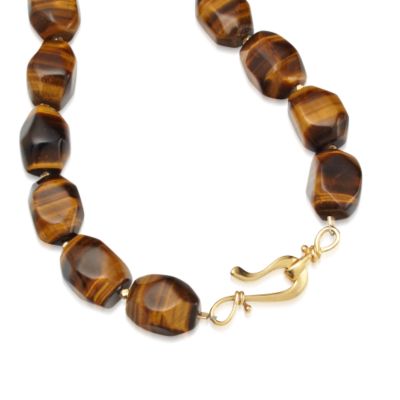 Tiger's Eye Bead Necklace In Vermeil &mdash; Alt Image 2