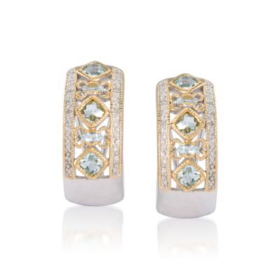 2.60 ct. t.w. Blue Topaz Earrings With Diamond In Vermeil &mdash; Alt Image 1