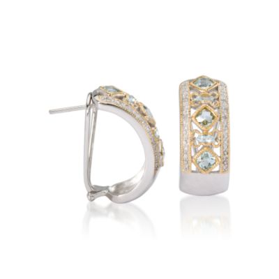 2.60 ct. t.w. Blue Topaz Earrings With Diamond In Vermeil &mdash; Alt Image 2