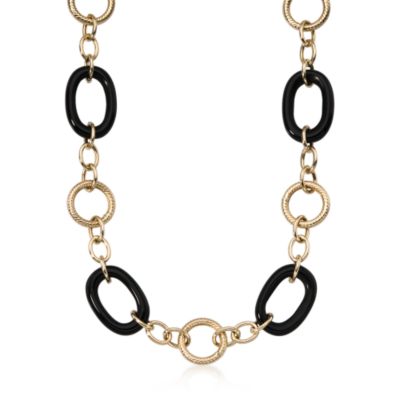 Black Onyx Link Necklace In 14kt Yellow Gold &mdash; Alt Image 1