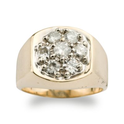 C. 1980 Vintage Men's 1.25 ct. t.w. Diamond Cluster Ring In 14kt Yellow Gold. Size 10 &mdash; Alt Image 1