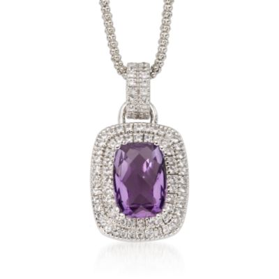 6.10 Carat Amethyst Necklace With White Topaz In   Sterling Silver &mdash; Alt Image 1