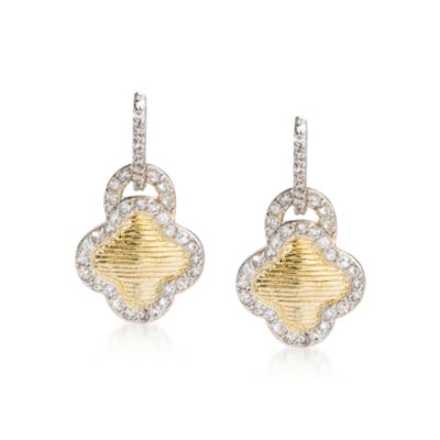 1.05 ct. t.w. CZ Clover Earrings In Sterling Silver and Vermeil &mdash; Alt Image 1