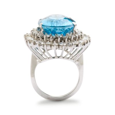 C. 1960 Vintage 25.00 Carat Topaz Ring With Diamond In 14kt White Gold. Size 6.75 &mdash; Alt Image 2