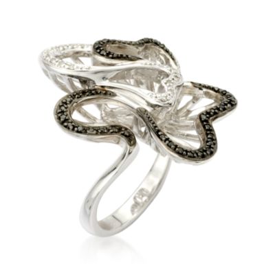.20 ct. t.w. Black and White Diamond Free-Form Ring In Sterling Silver &mdash; Alt Image 2