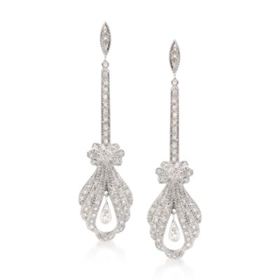 .50 ct. t.w. Diamond Art Deco-Style Drop Earrings In 18kt White Gold &mdash; Alt Image 1