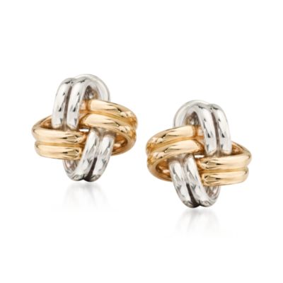 Love Knot Earrings In Sterling Silver and 14kt Yellow Gold &mdash; Alt Image 1