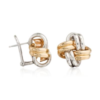 Love Knot Earrings In Sterling Silver and 14kt Yellow Gold &mdash; Alt Image 2