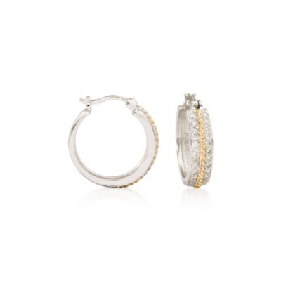 2.20 ct. t.w. CZ Hoop Earrings In Sterling Silver and Vermeil &mdash; Alt Image 1