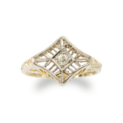 C. 1915 Vintage Diamond Accent Engagement Ring In 14kt Two-Tone Gold. Size 6 &mdash; Alt Image 1