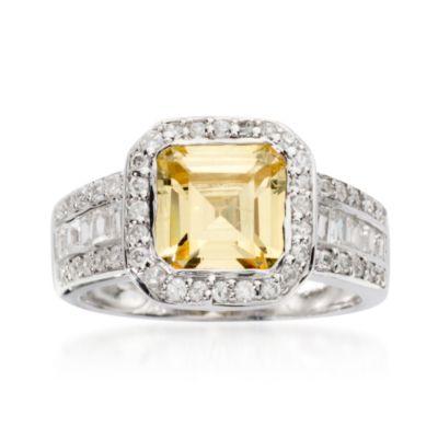 2.50 Carat Canary Yellow CZ Ring With CZs In Sterling Silver &mdash; Alt Image 1