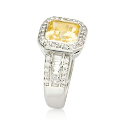 2.50 Carat Canary Yellow CZ Ring With CZs In Sterling Silver &mdash; Alt Image 2