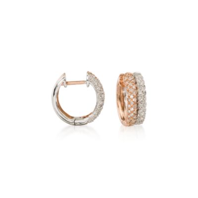 .45 ct. t.w. Diamond Double Hoop Earrings In White and Rose 14kt Gold &mdash; Alt Image 1
