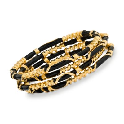 Set of Four Black Enamel Bangle Bracelets &mdash; Alt Image 1