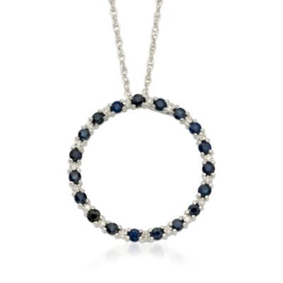 .90 ct. t.w. Sapphire Circle of Eternity Necklace With Diamond Accents In 14kt White Gold &mdash; Alt Image 1