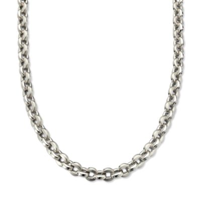 Men's Round Link Necklace In Stainless Steel. 24" &mdash; Alt Image 1