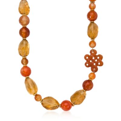 Multi-Gem Endless Knot Necklace In Vermeil &mdash; Alt Image 1