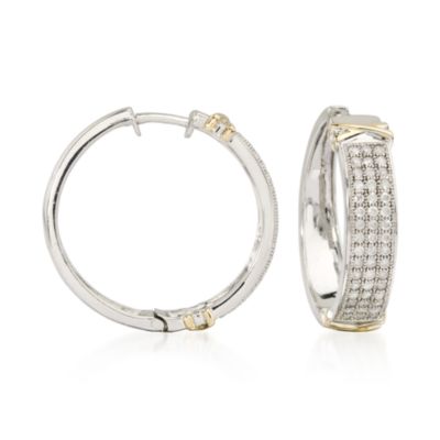 1.00 ct. t.w. Diamond Hoop Earrings In Sterling Silver and Vermeil &mdash; Alt Image 1