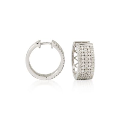 1.50 ct. t.w. 5-Row Diamond Hoop Earrings In 14kt White Gold &mdash; Alt Image 1