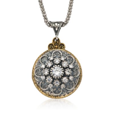 Antique-Style .65 ct. t.w. CZ Two-Tone Necklace In Sterling Silver and Vermeil &mdash; Alt Image 1