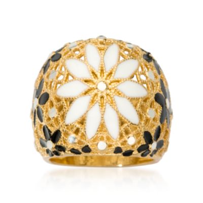 Italian Enamel Floral Ring In Vermeil &mdash; Alt Image 1