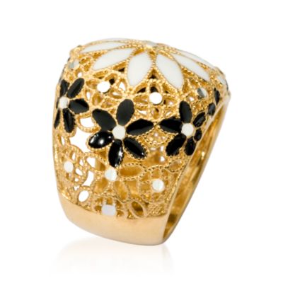 Italian Enamel Floral Ring In Vermeil &mdash; Alt Image 2