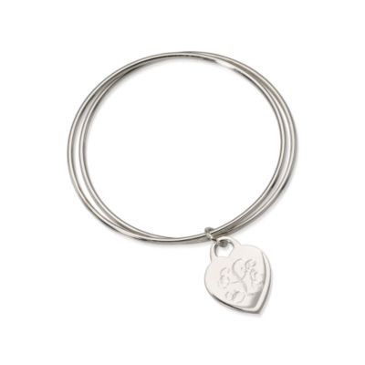 Engravable Heart Charm Double Bangle Bracelet In Sterling Silver &mdash; Alt Image 1