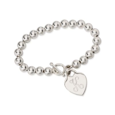 Engravable Heart Charm Bracelet In Sterling Silver &mdash; Alt Image 1