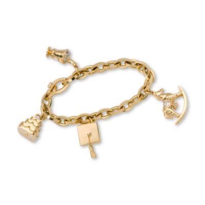C. 1980 Vintage Tiffany & Co. .20 ct. t.w. Diamond Four Charm Bracelet In 18kt Yellow Gold. 8" &mdash; Alt Image 1