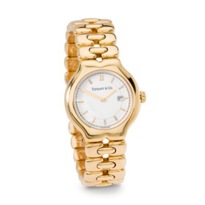 C. 1980 Vintage Tiffany & Co. Men's Tesoro Watch With Dial Calendar In 18kt Yellow Gold. 7.25" &mdash; Alt Image 1