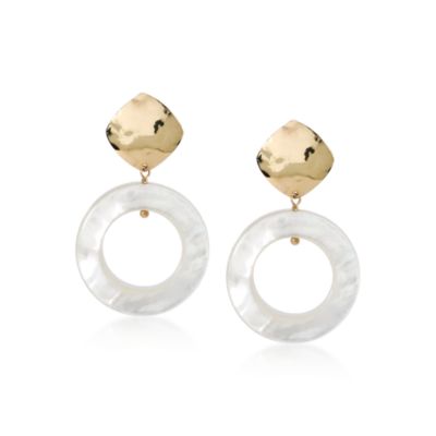 Circular Shell Hoop Earrings In 14kt Yellow Gold &mdash; Alt Image 1