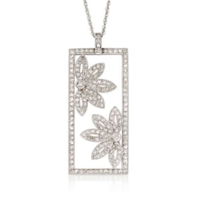 1.50 ct. t.w. Diamond Daisy Frame Necklace In 14kt White Gold &mdash; Alt Image 1