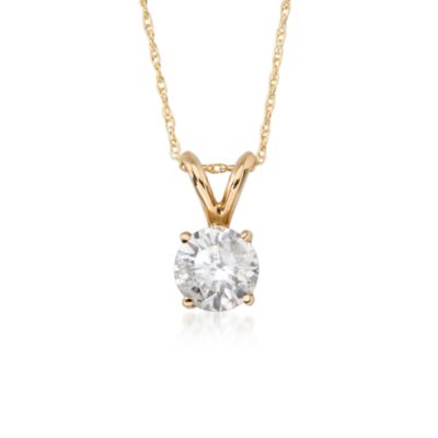 1.00 Carat Diamond Solitaire Necklace In 14kt Yellow Gold. 18" &mdash; Alt Image 1