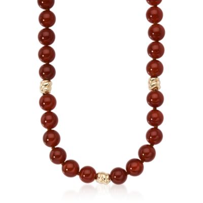 Carnelian Bead Necklace In 14kt Yellow Gold &mdash; Alt Image 1