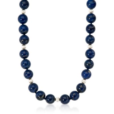 Lapis Bead Necklace In Sterling Silver &mdash; Alt Image 1
