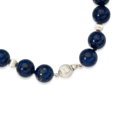 Lapis Bead Necklace In Sterling Silver &mdash; Alt Image 2