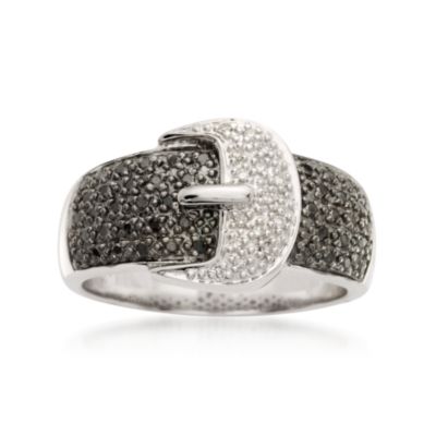 .25 ct. t.w. Black and White Diamond Buckle Ring In Sterling Silver &mdash; Alt Image 1