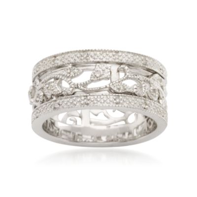 .10 ct. t.w. Floral Diamond Eternity Band In Sterling Silver &mdash; Alt Image 1