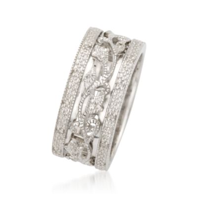 .10 ct. t.w. Floral Diamond Eternity Band In Sterling Silver &mdash; Alt Image 2
