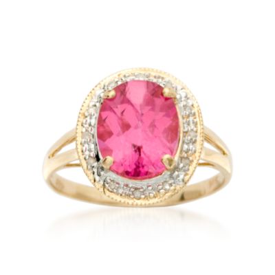 3.00 Carat Pink Topaz Ring With Diamond Accents In 14kt Yellow Gold &mdash; Alt Image 1