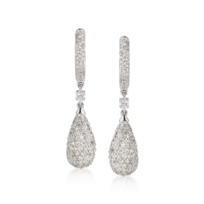 2.60 ct. t.w. Pave Diamond Earrings In 14kt White Gold &mdash; Alt Image 1