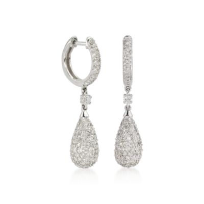 2.60 ct. t.w. Pave Diamond Earrings In 14kt White Gold &mdash; Alt Image 2