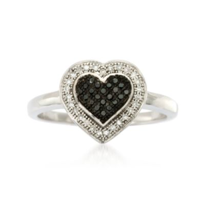 .15 ct. t.w. Black and White Diamond Heart Ring In   Sterling Silver &mdash; Alt Image 1